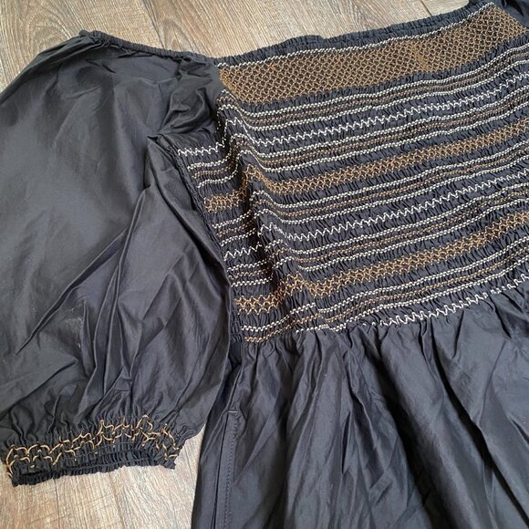 NWT Old Navy Off-the-Shoulder Smocked Maxi Dress 3X Black Cottagecore Whimsigoth - Picture 9 of 13